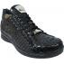 Fennix Italy 3340 Black 3 All-Over Genuine Baby Hornback Crocodile Tails Sneakers With Swarovski Crystals Alligator Head